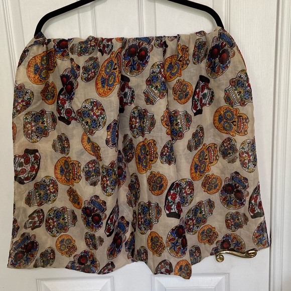 Sugar Skulls Day of the Dead Halloween Colorful Infinity Scarf BOHO Chic - Picture 5 of 11